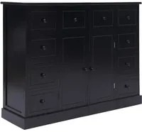 Credenza con 10 Cassetti Nera 113x30x79 cm in Legno 284178