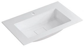 Lavabo integrale bacino al centro rettangolare L 80.5 x H 15 x P 46 cm in resina bianco