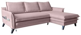 Divano letto angolare rosa cipria, angolo destro Charming Charlie - Miuform