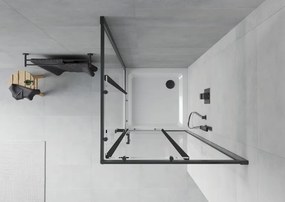 Mexen Rio cabina doccia quadrata 90 x 90 cm, trasparente, nera + piatto Flat, bianco - 860-090-090-70-00-4010B