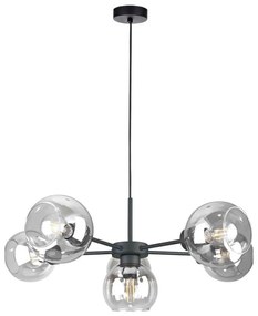 Lampadario a sospensione con filo KALIOPE 6xE27/60W/230V nero/limpido