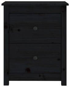 Comodino Nero 50x35x61,5 cm in Legno Massello di Pino