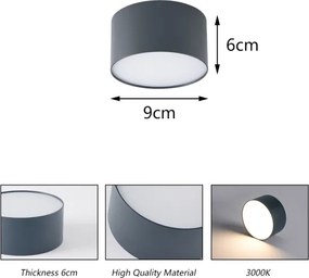 Brilagi - Plafoniera LED da soffitto per bagno FORIS LED/9W/230V Ø 9 cm antracite IP44