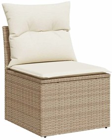 Set divano da giardino 4 pz con cuscini beige in polyrattan