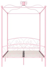 Letto a baldacchino rosa in metallo 140x200 cm