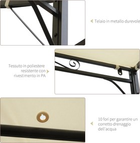 Pergola da Giardino 300x250x200-250A cm in Acciaio con Copertura in Tessuto Beige...