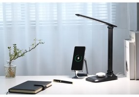Immax 09106L - Lampada da tavolo LED dimmerabile con ricarica wireless QI LUMI LED/7W/230V nera