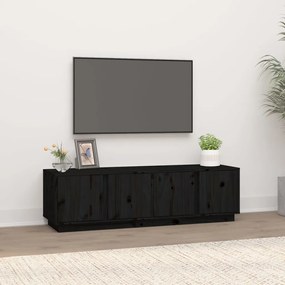 Mobile porta tv nero 140x40x40 cm in legno massello di pino