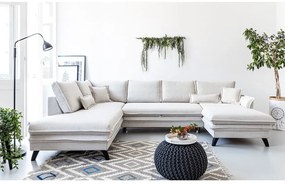 Divano letto a U beige chiaro, angolo sinistro Charming Charlie - Miuform