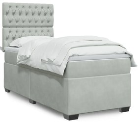 Giroletto A Molle Con Materasso Grigio Chiaro 100x200cm Velluto /