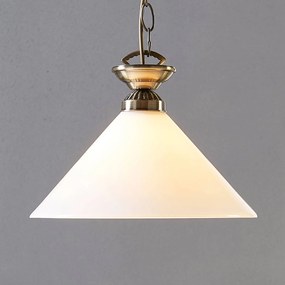 Lindby lampada a sospensione Otis, Ø 30 cm, bianco, vetro, cono, E27