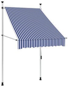 Tenda da Sole Retrattile Manuale 100 cm a Strisce Blu e Bianche