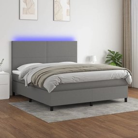 Letto a molle materasso e led grigio scuro 180x200cm in tessuto