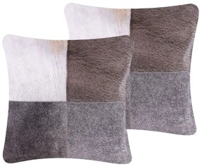 Set di 2 cuscini decorativi in pelle 45 x 45 cm grigio NELLAD Beliani