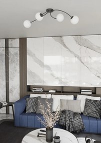 Lampada da soffitto in acciaio e vetro VIBRA 4 da interno 4xE14