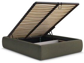 Letto matrimoniale imbottito verde scuro con contenitore/senza testiera con rete inclusa 180x200 cm Inera – Bobochic Paris