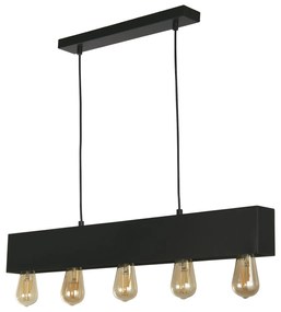 Lampadario Industrial-Nordico Pianoforte Acciaio Nero 5 Luci E27