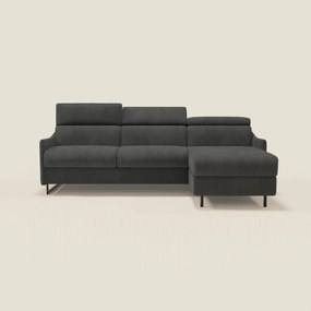 Loto Divano Letto Angolare con Penisola contenitore, Poggiatesta, Materasso Alto H18 in morbido tessuto impermeabile T14