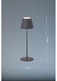 Lampada da tavolo dimmerabile a LED grigia con sensore di movimento e paralume in metallo (altezza 38 cm) Consenza - Fischer &amp; Honsel