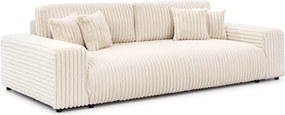 Divano color crema allungabile/con contenitore con rivestimento in velluto a coste 260 cm Justin – Ropez