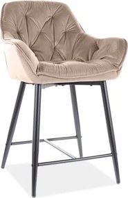 Sgabello da bar Cherry H-2 in velluto beige - Blu28