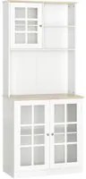 Easycomfort Credenza Moderna in Legno MDF Bianco con 2 Vetrinette e 1 Scaffale con Mensole Regolabili, 80 x 37 x 183 cm