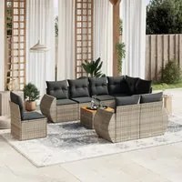 Set Divano da Giardino 9 pz con Cuscini Grigio in Polyrattan 3257432