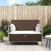 Panca da Giardino a 2 Posti con Cuscini in Polyrattan Marrone 364113