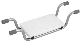 Sedile Per Vasca Da Bagno Con Buchi DI Drenaggio e Gommini Antiscivolo Feridras "Comfort" Bianco/Silver