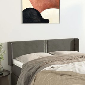 Testiera Ad Orecchio Grigio Scuro 147x16x78/88 Cm İn Velluto /