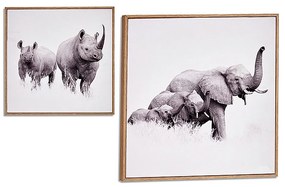 Quadro elefanti Con cornice animali Legno Truciolare (31 x 2 x 31 cm)