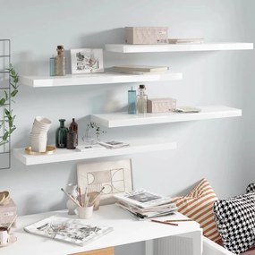 Scaffali A Parete 4 Pz Bianco Lucido 23x23,5x3,8 Cm İn Mdf /