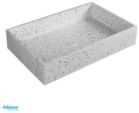 Lavabo D'Appoggio "Dion" Da 60x39 cm Finitura Stracciatella C/Piletta Di Scarico Inclusa