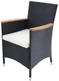 Set da Pranzo da Giardino 11 pz con Cuscini in Polyrattan Nero