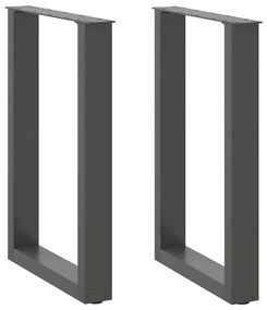 Gambe Tavolo Pranzo A U 2 Pz Antracite 50x(72-73) Cm Acciaio /