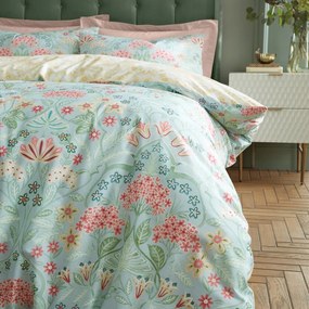 Biancheria da letto gialla/verde in cotone per letto matrimoniale 200x200 cm Art Deco Hydrangea – RHS