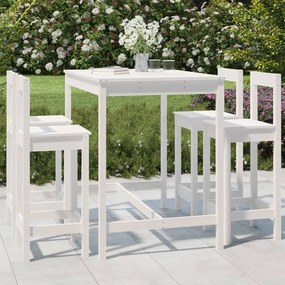 Set Bar Da Giardino 5 Pz Bianco İn Legno Massello Di Pino /