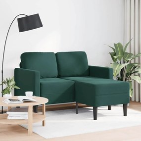 Divano 2 Posti Con Chaise Longue A L Verde Scuro 125 Cm Velluto /