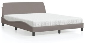 Letto Con Materasso Tortora 160x200 Cm İn Tessuto /