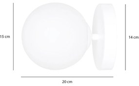 Applique A 1 Luce Bior In Acciaio Bianco E Sfera In Vetro Bianco