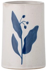 Tazza in gres bianco e blu per spazzolini da denti Aurora - Bloomingville