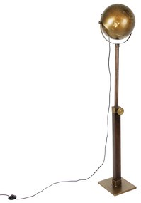 Lampada da terra industriale in bronzo con legno regolabile - Haicha