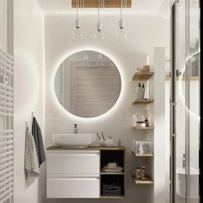 Mobile da bagno sotto lavabo Pull bianco laccato opaco L 90 x H 56 x P 46 cm 2 cassetti, lavabo non incluso