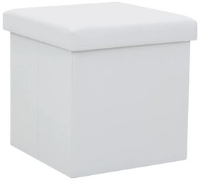 Sgabello Pieghevole Con Contenitore Bianco İn Similpelle /