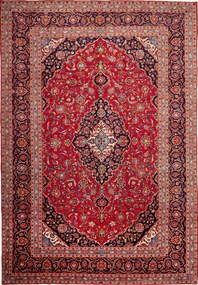 Kashan Tappeto 250 x 360 Blu (Iran) Annodato A Mano