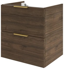 Mobile da bagno sospeso sotto lavabo L 60 x H 64 x P 48 cm noce, 2 cassetti Neo, Maniglie acquistabili separatamente
