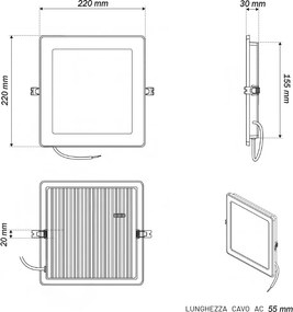 Pannello LED Quadrato 18W foro da 180 a 210mm CCT Bianco Variabile - LEDISENS Colore Bianco Variabile CCT