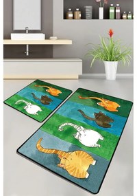 Set di tappetini per il bagno 2 pz 60x100 cm Gatto Carino – Foutastic