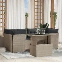 Set Divani da Giardino 7pz con Cuscini Grigio Chiaro Polyrattan 3266382