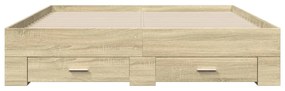 Giroletto cassetti rovere sonoma 160x200 cm legno multistrato